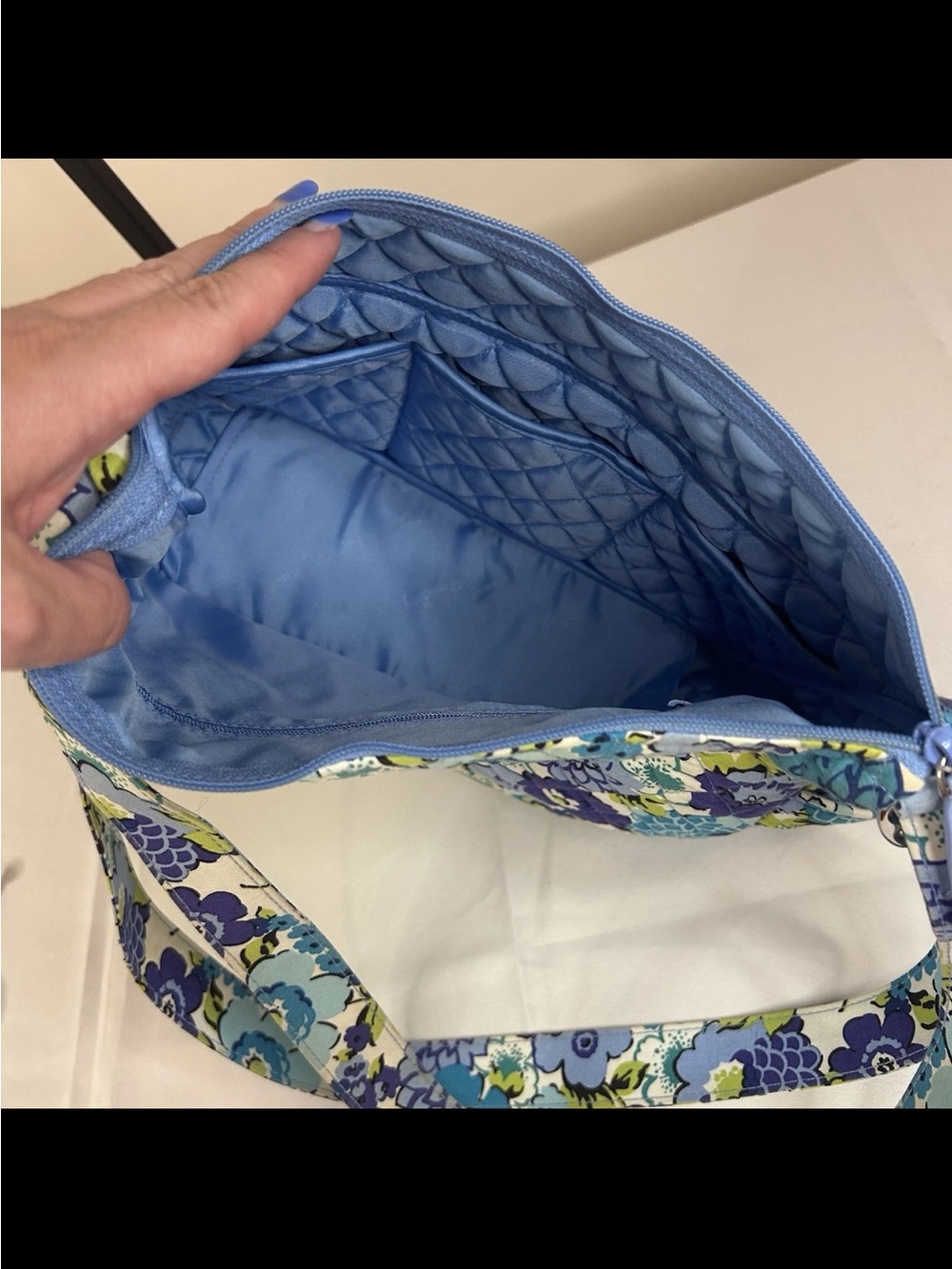 Vera Bradley Floral Blue Crossbody Shoulder Bag and Wallet Set - Picture 8 of 14